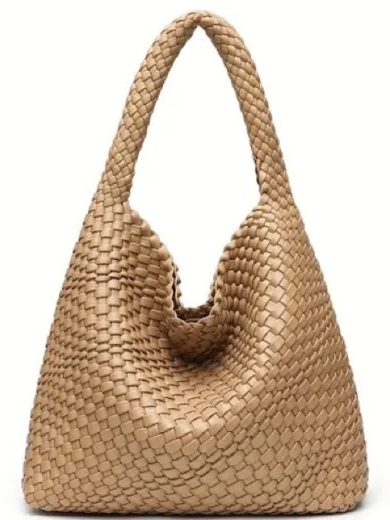 Handbags - Woven Hobo Shoulder Bag in Tan